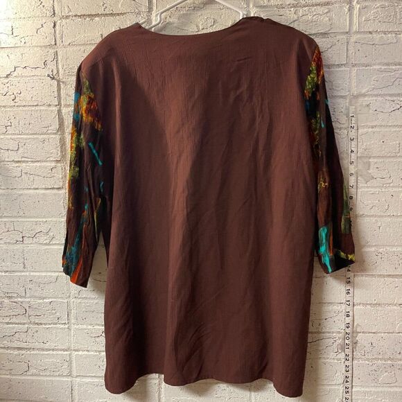 Vintage Cherry Creek 1X Abstract Print Button-Up Blouse - Picture 7 of 9